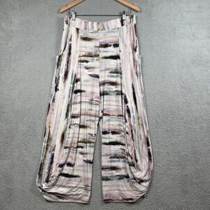 NWT Kozan Pants Womens Large Watercolor TS-3911 Wide Leg Cropped Artistic Pocket